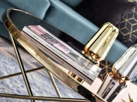 Okrągła ława AMIN XL glamour złoto + brązowe szkło - złote dodatki