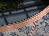 Okrągły stolik kawowy AMIN XL MIEDZIANY z metalu i szkła -