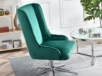 Fotel wypoczynkowy BILBAO ZIELONY - CHROM z weluru - komfortowe siedzisko