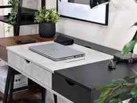 Duże biurko loftowe ze schowkami BODEN PATCHWORK - patchworkowy blat