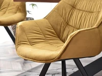 Krzesło z podłokietnikami NADIA ZŁOTE NA CZARNEJ NODZE - komfortowe siedzisko