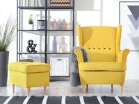 Designerski fotel uszak do salonu MALMO żółty - przód