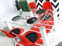 Nowoczesne krzesło MPC ROD czerwone - aranżacja ze stołem ARES WOOD 1.