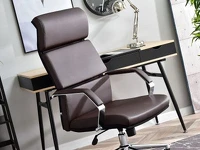 Fotel biurowy BOND BRĄZOWY ze skóry z ergonomicznym oparciem - ergonomiczne siedzisko