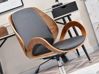 Designerski fotel do biurka drewniany GINA orzechowo czarny - nowoczesna forma