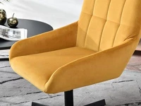 Fotel obracany DIEGO ŻÓŁTY NA CZARNEJ NODZE z regulacją - komfortowe siedzisko